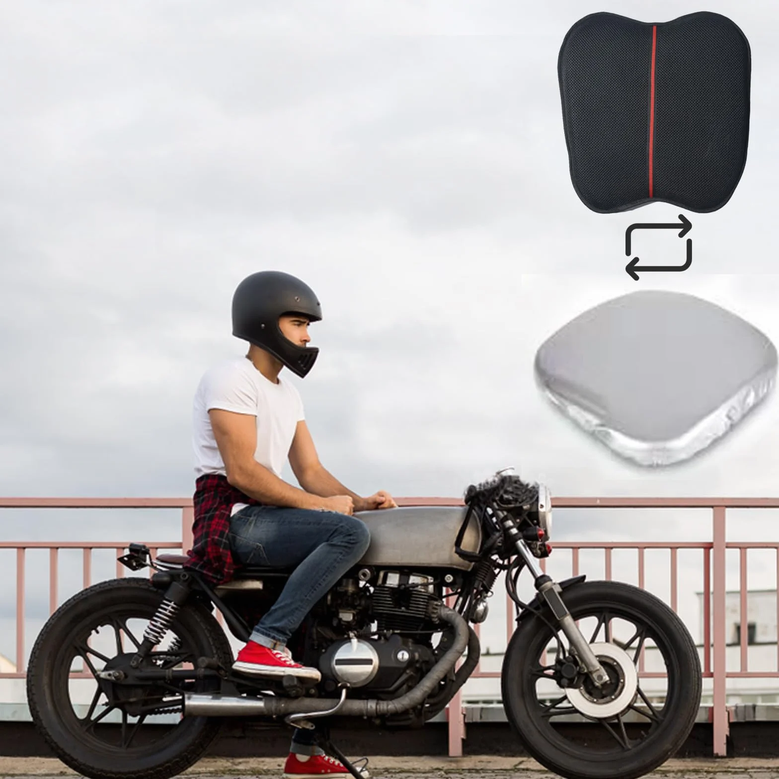 Cojín de Asiento, Cojín de Asiento de Gel para Moto Universal con Estructura Celular de Gel 3D Cojín de Asiento de Moto Impermeable Resistente al Sol, Amortiguador Cómodo Adecuado Para Viajes de Larga