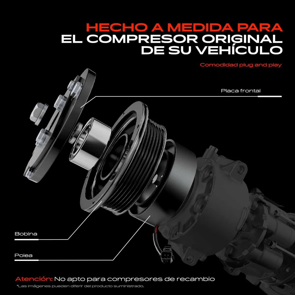 Frankberg Compresor Magnético AC Acoplamiento magnético Compatible con M.i.n.i R56 1.6L M.i.n.i cabrio R57 1.6L M.i.n.i R56 1.4L Berlingo Multispace B9 1.6L C3 I FC FN 1.4L Replace# 890041