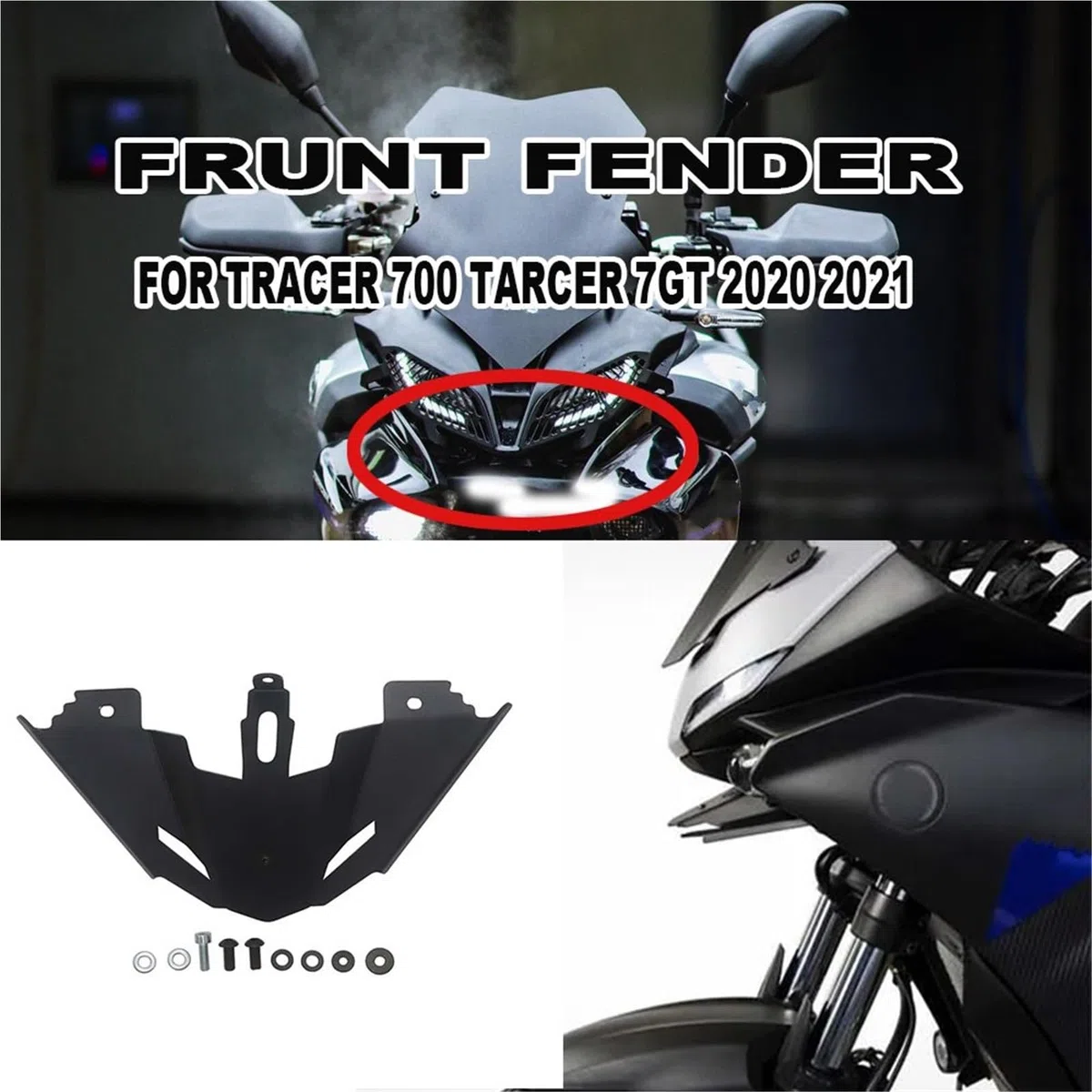 Motocicleta Alerón Delantero Alerón Delantero Compatible con Yamaha Tracer 700 Tracer 7 GT 2020 2021. Divisor Parachoques