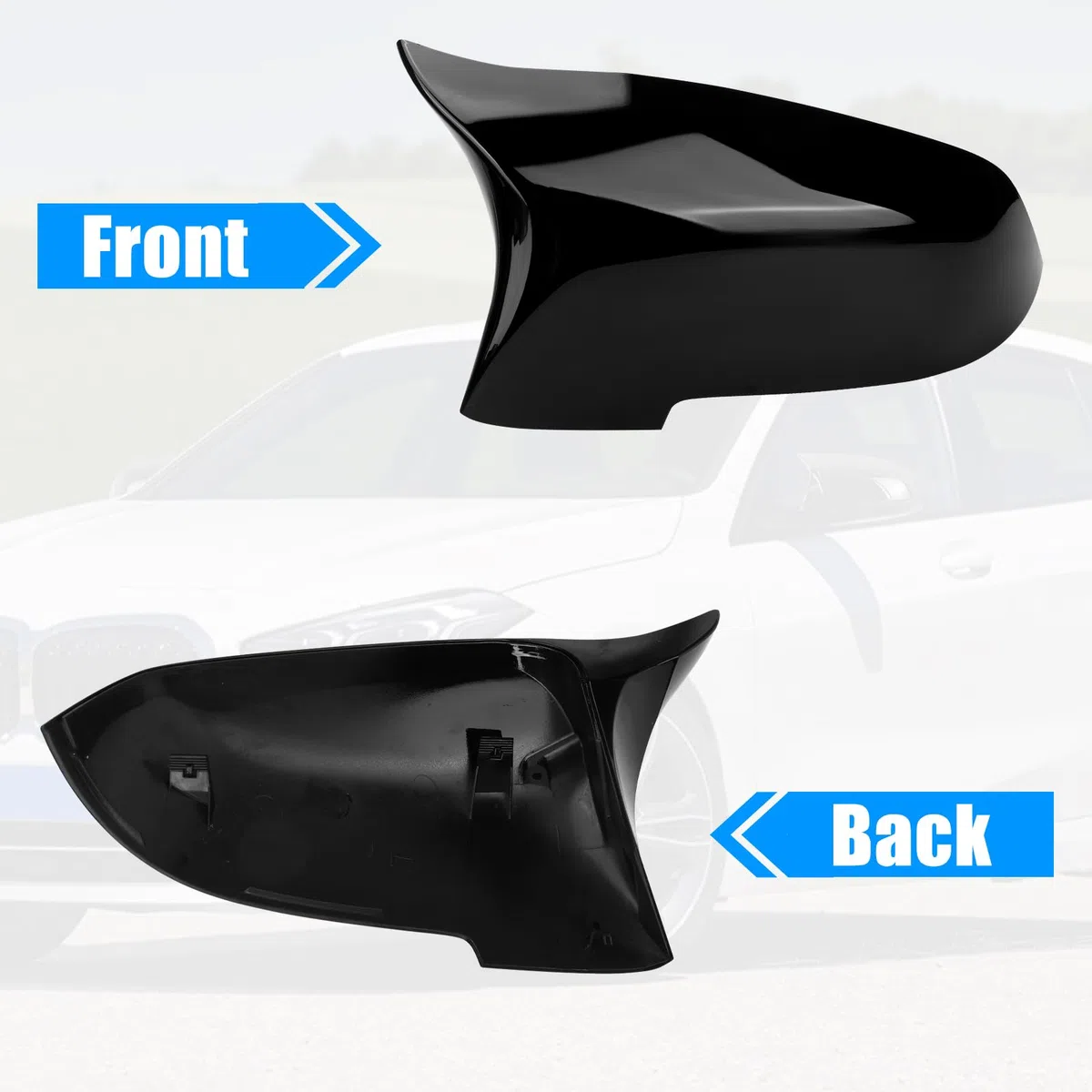 1 Par Tapa Cubierta del Espejo Reemplazar para BMW 5 Series F10/F11/6 Series F06/F12/F13/7 Series F01/F02, Tapa de Espejo Retrovisor Brillantes Negro