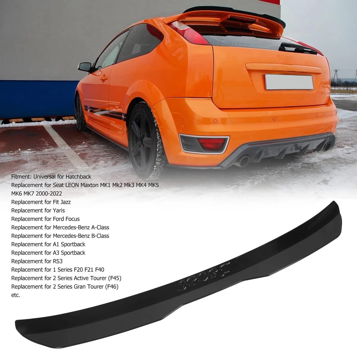 Fidún Alerón De Techo Trasero Universal Accesorios De Modificación De Automóviles para Clase A(Negro Brillante)