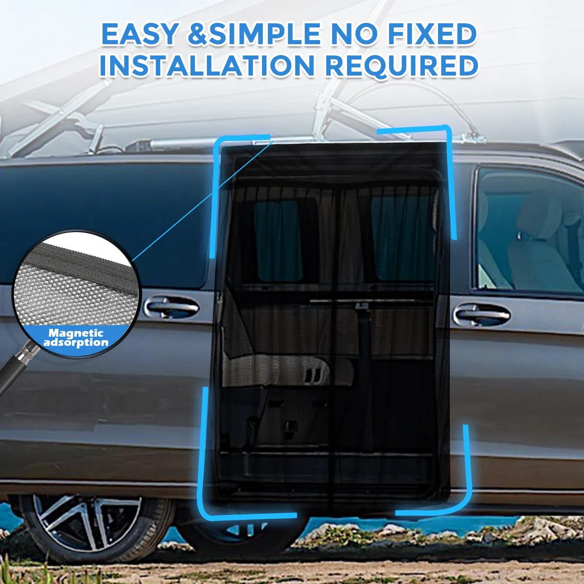 ZWPARTS Mosquitera Magnética Personalizada para Mercedes-Benz V-Class/Viano W638 W639 Vito W447 Marco Polo para Puerta Corrediza, Mosquitera para Furgoneta para Puerta Corrediza