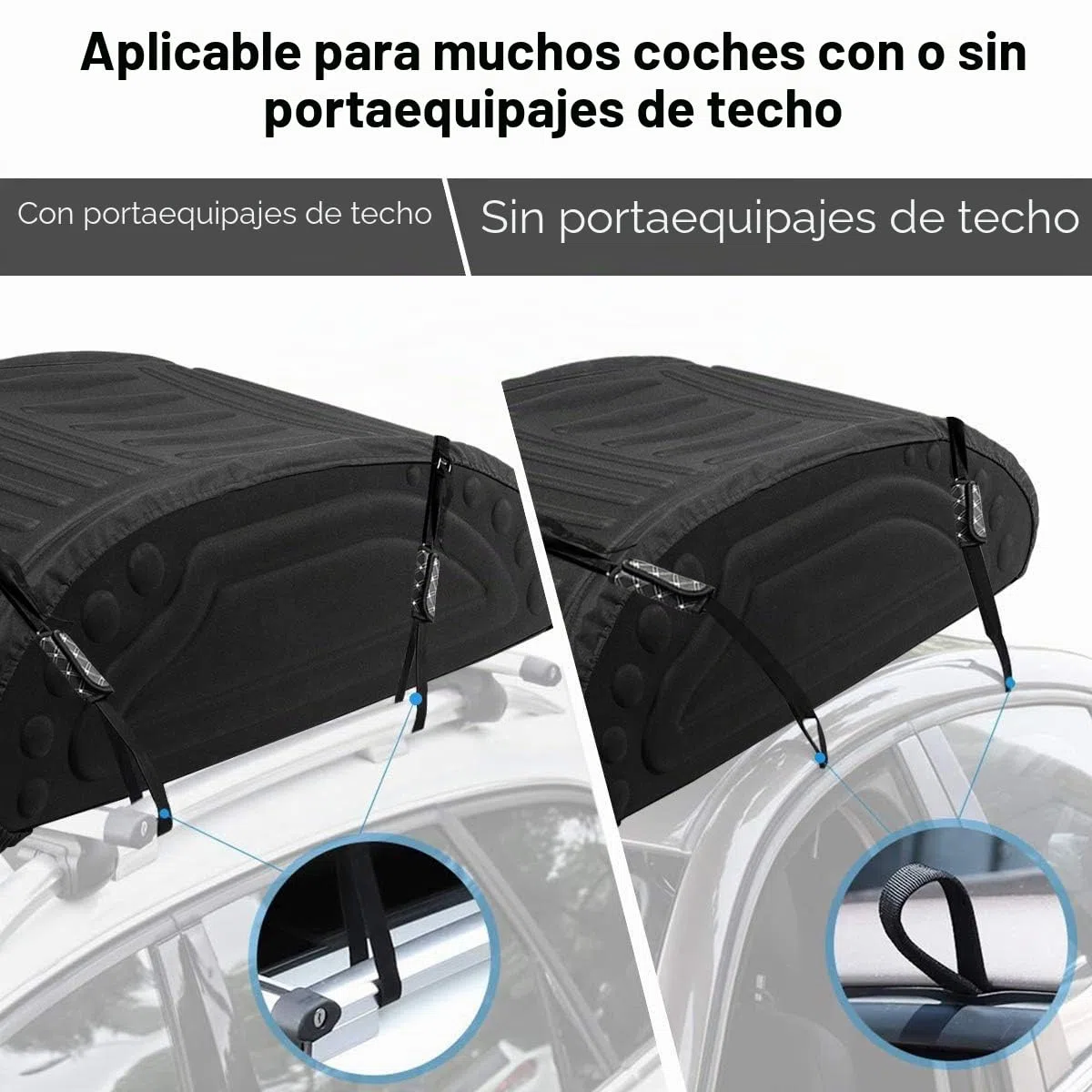 FANTASK Baúl de Techo para Coche de 400 L, con Cintas de Transporte, Color Negro