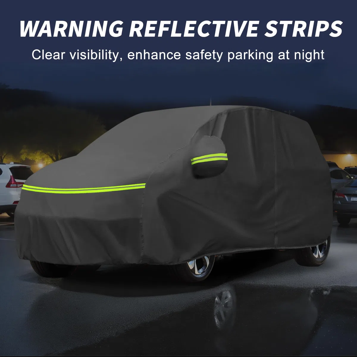 A ABSOPRO Funda de Coche para Citroen C3 II/III 2017-2023 210D-PU Exterior Cubierta Completa Todo Clima Impermeable a Prueba de Viento Protección Solar con Cremallera Negro