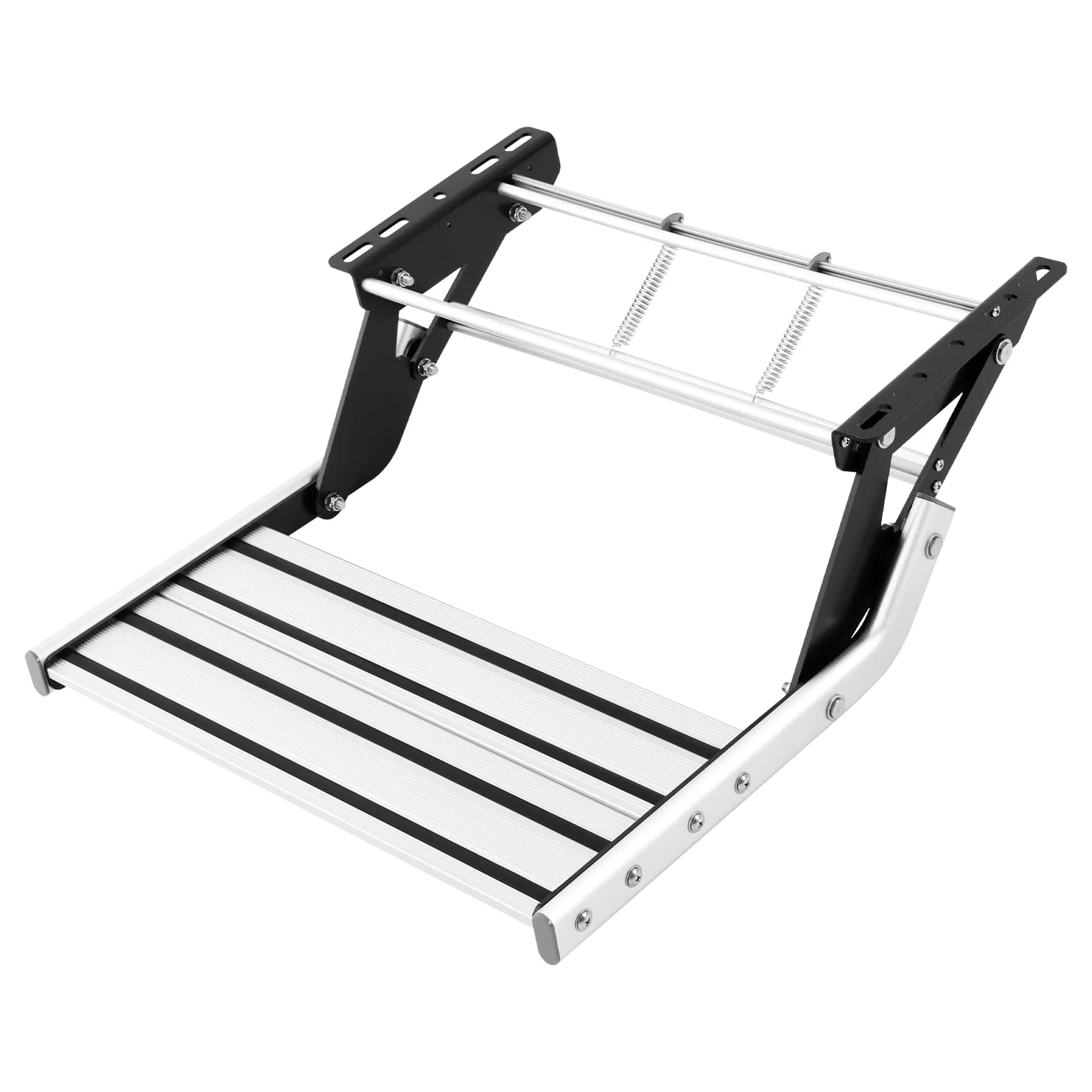 Paso de cremallera manual de una sola etapa, 55 cm, longitud del marco, 150 kg, capacidad de carga manual, aleación de aluminio, plegable con 4 tornillos, escalón manual para caravanas, remolques de