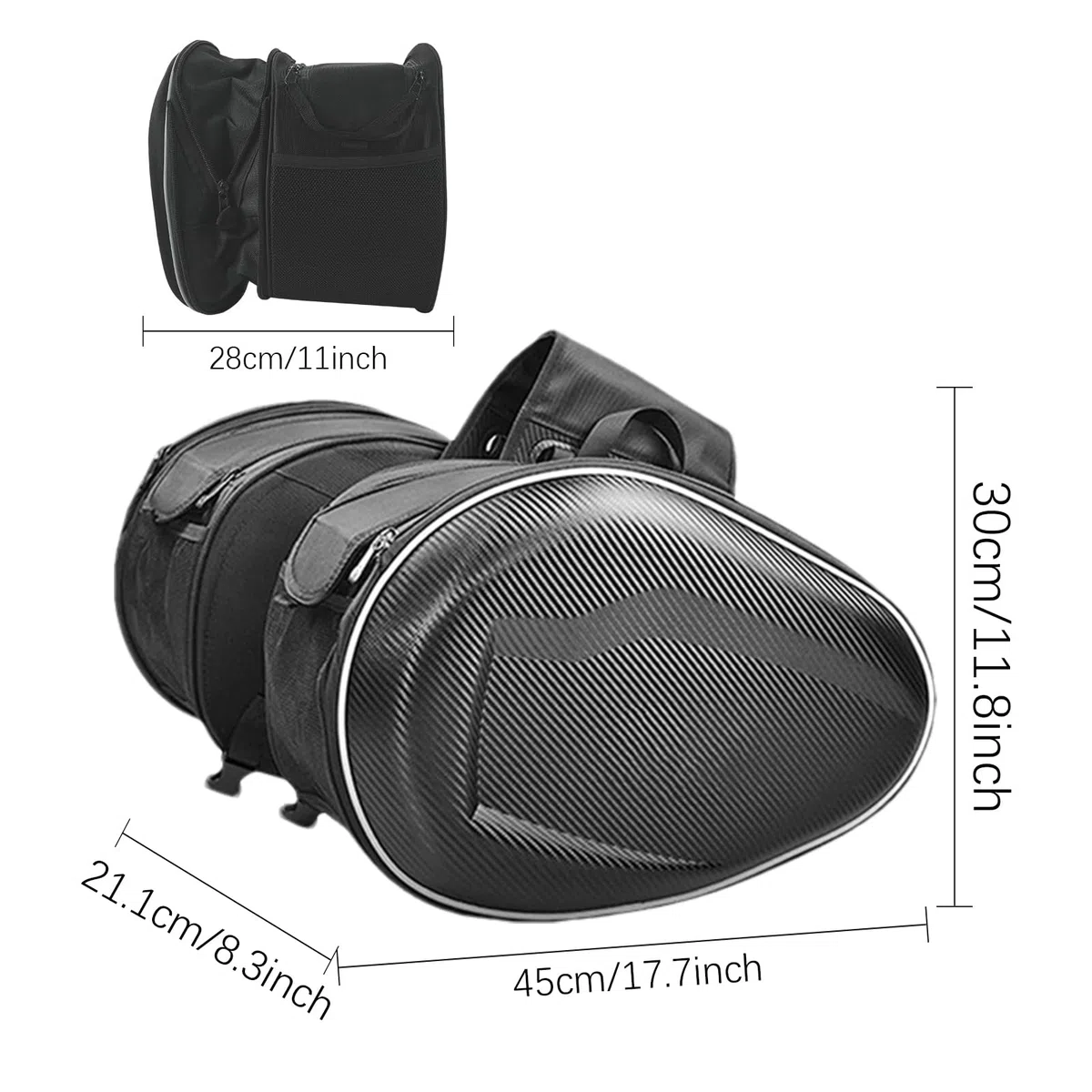 Maletín lateral de motocicleta, bolsa de sillín de motocicleta genérica | bolsa de almacenamiento extensible para cuero de la PU, bolsa de equipaje impermeable, bolsa trasera de gran capacidad, 2