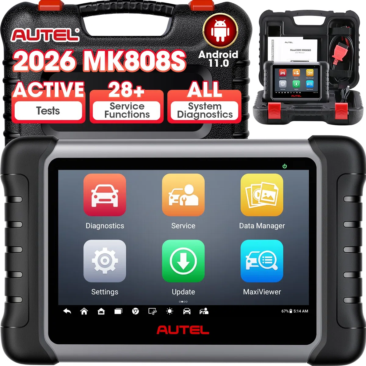 Autel MaxiCOM MK808S Herramienta de Diagnóstico,Bidireccional Control, Igual Que MK808BT Pro/MX808S, Prueba Activa, 28+ Servicios, Todos los Sistemas, FCA,AutoAuth,IMMO, Actualizado de MK808 MX808