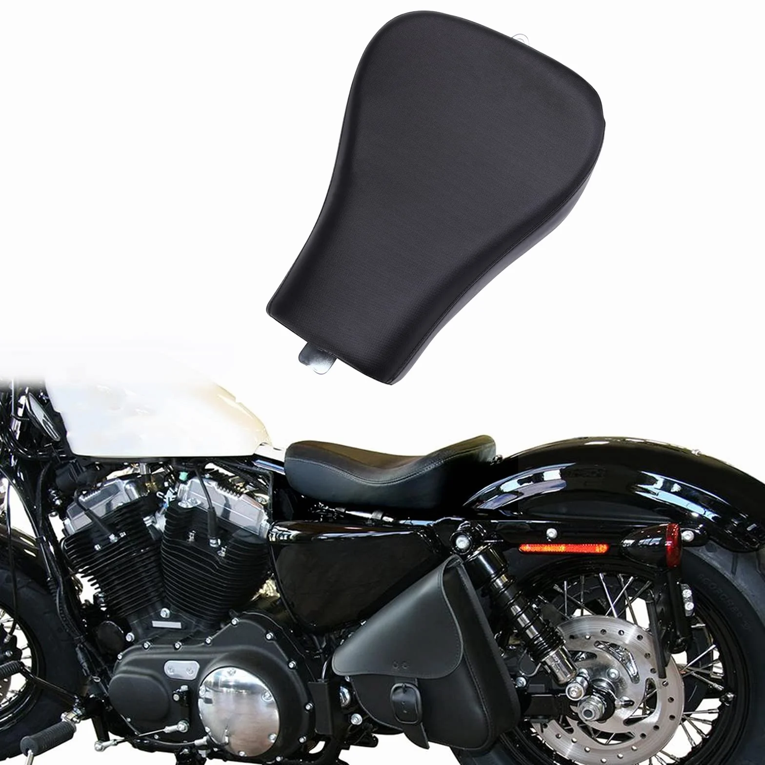 Asiento moto individual del conductor delantero de motocicleta con Sportster XL883 XL1200 48 72 2010-2015 Cafe Racer, negro.