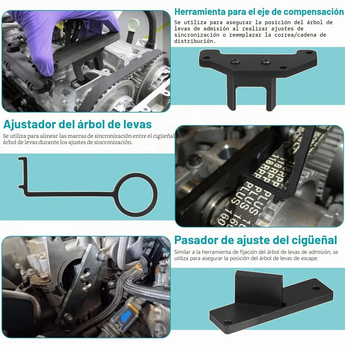 lalago 8pzs Herramienta de Correa de Distribucion de Motor, Correa Dentada, Herramientas de Ajuste de Motor de Gasolina Compatible con Peugeot, Opel, PSA, Citroën, Toyota 1.0/1.2 VTi 108 208 308 2008