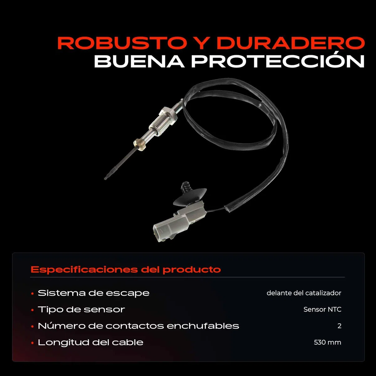 Frankberg Sensor de temperatura de gases de escape 2 Polos Compatible con Master III Bus JV Movano B Bus X62 Master III Furgoneta FV Master III Plataforma/Chasis EV HV UV 12070