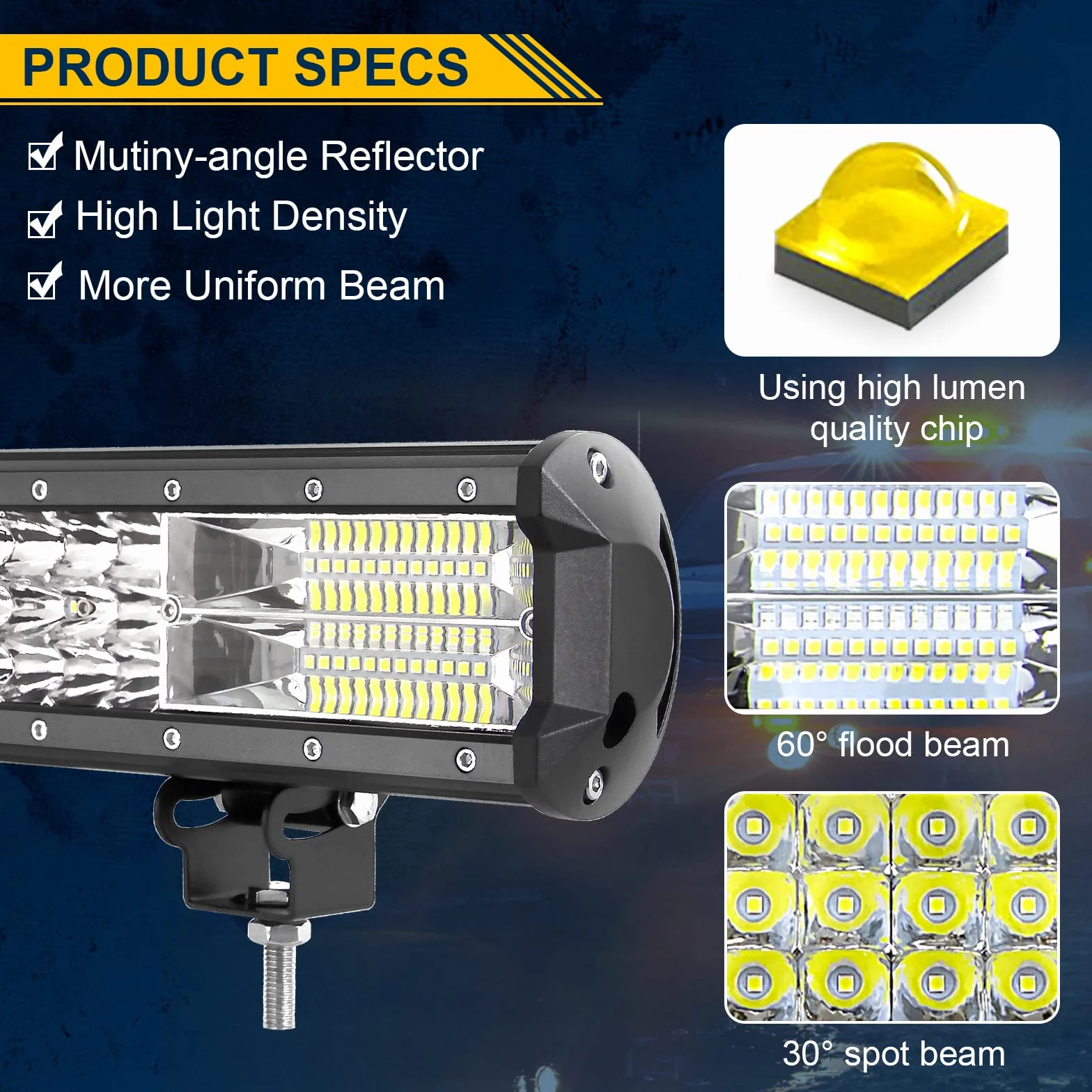 Willpower Barra Led 4x4 23'' 59cm 324W Barra de Luz Led Con Arnés de Cableado Fila Triple Faro Led Focos Led 12V 24V Barras Led Trabajo para Coche Tractor SUV ATV UTV Camion Barco Todoterreno