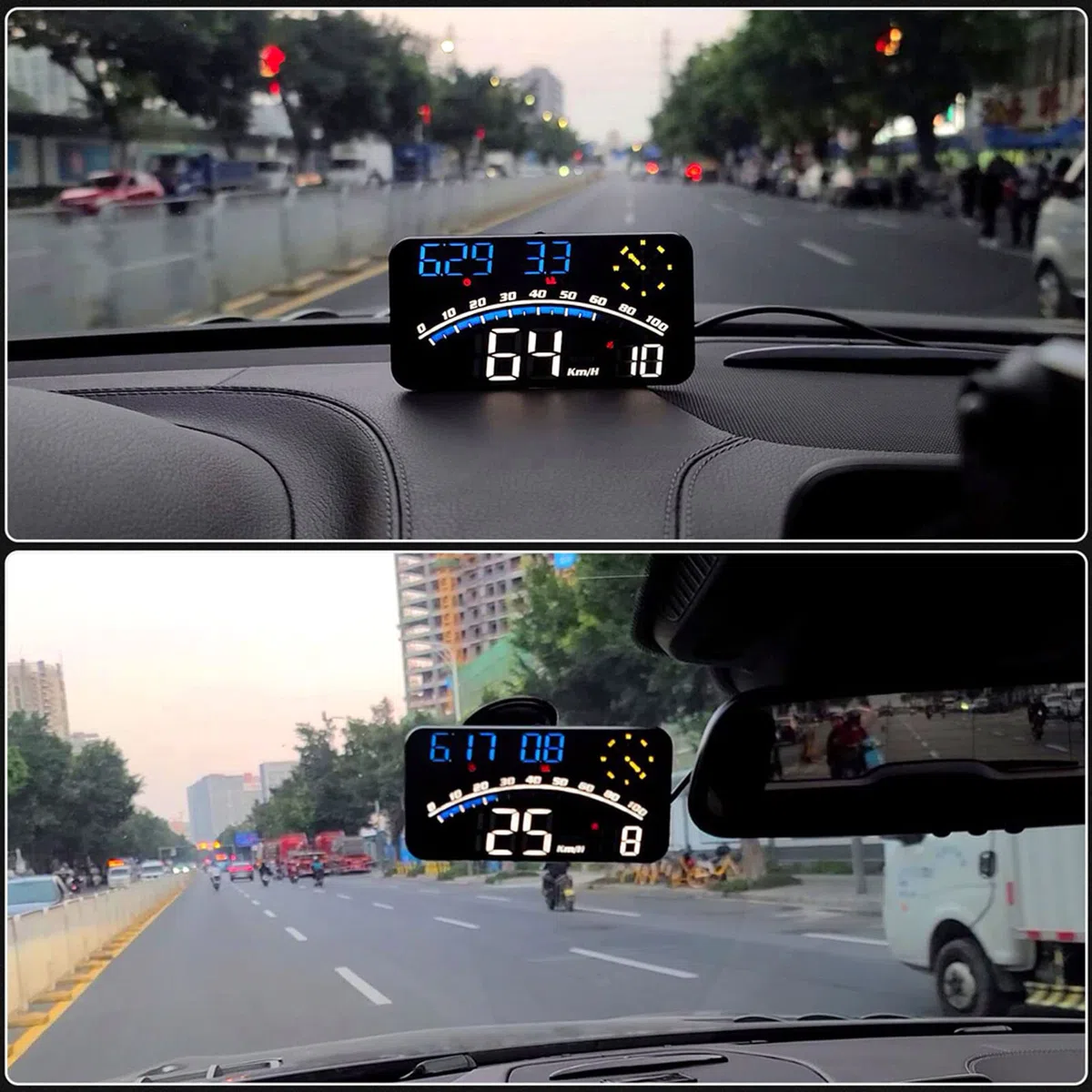 Velocímetro digital Velocímetro para automóvil Pantalla inteligente HUD LED Alarma de velocidad de alta definición Velocímetro GPS multifuncional Universal 5V para automóviles(Azul)