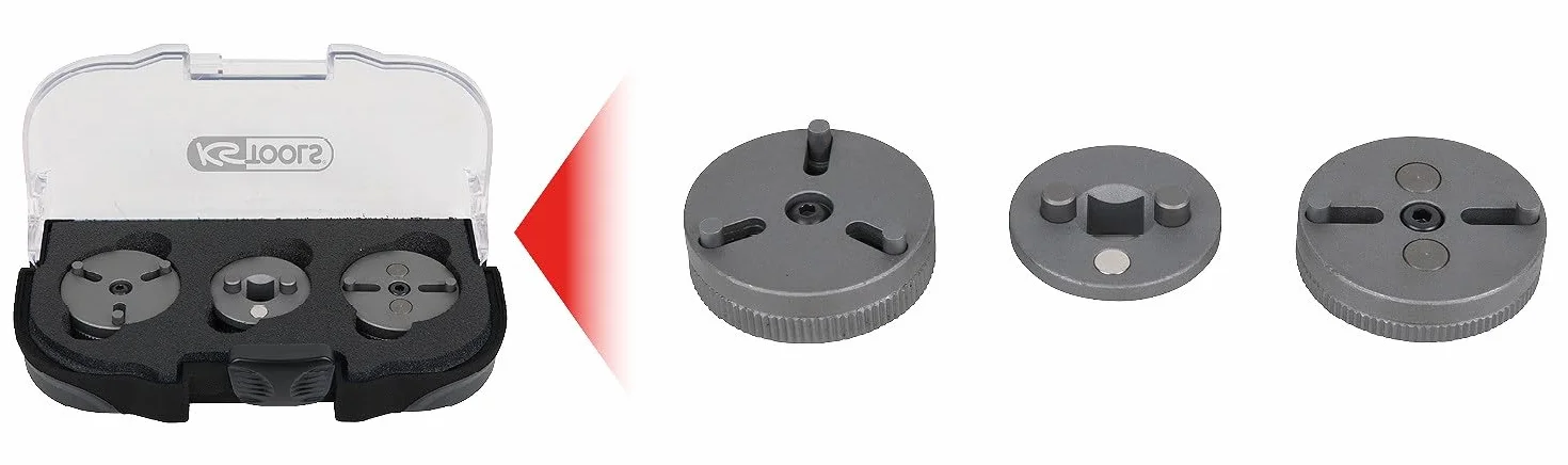 KS Tools 150.2295 Juego de adaptadores de herramientas de reposición de pistones de freno, 3 pzs