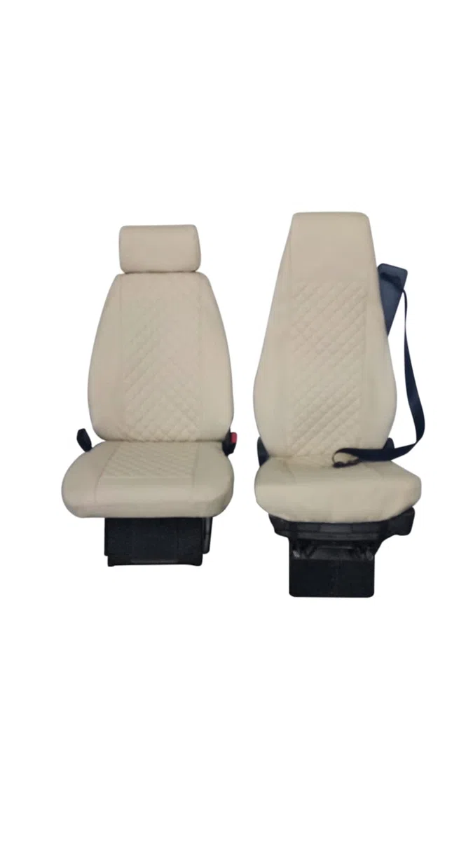Scania Fundas de asiento para camiones, poliuretano beige y piel sintética, asiento delantero, ajuste universal, para asientos con calefacción y airbags, adecuado para modelos Scania R, P, G