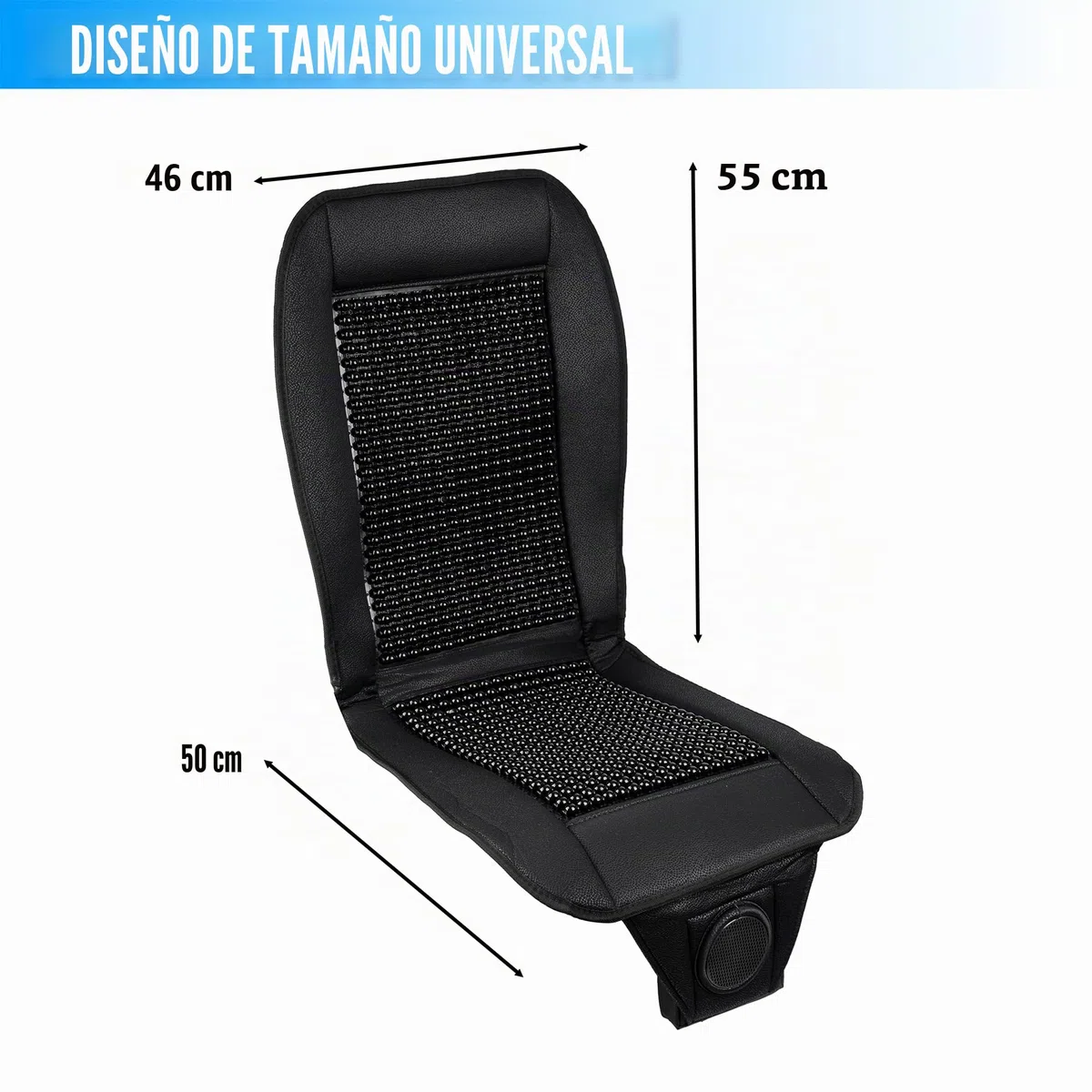 Funda de asiento de coche con cuentas de refrigeración y masaje, funda de asiento con cuentas de madera negra con almohadilla de refrigeración de asiento de coche de 12 V, temperatura ajustable