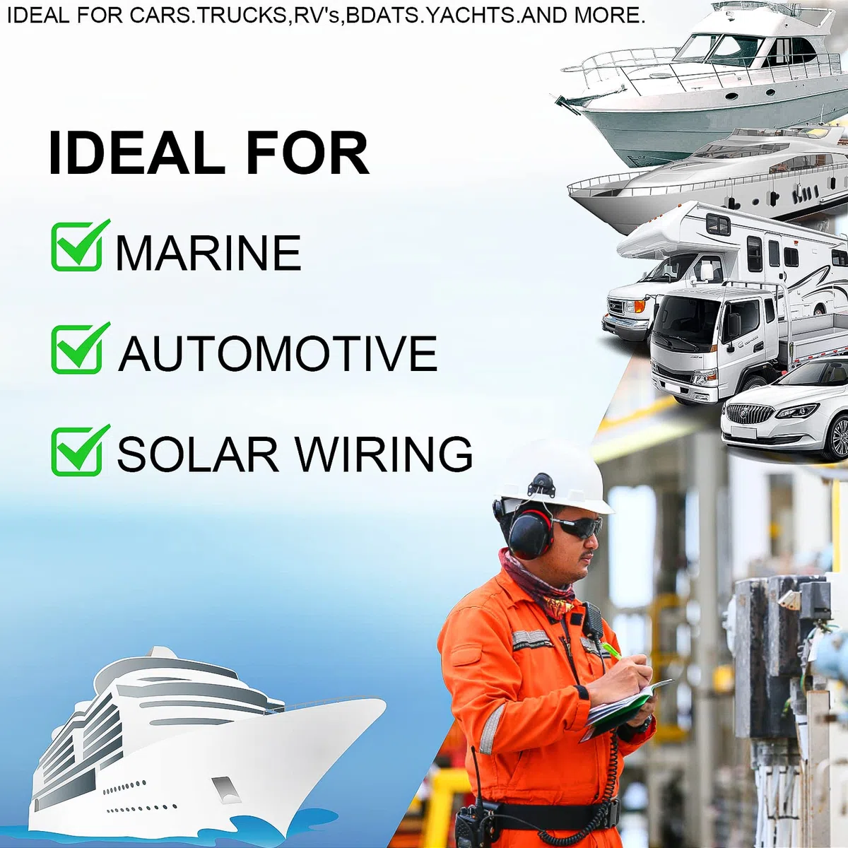 CPROSP 2 barras colectoras con tapa de 250 A, riel de distribución de energía con 4 conectores M10, bloque de conexión de batería de 3/8", caja BusBar para coche RV Boat Yate
