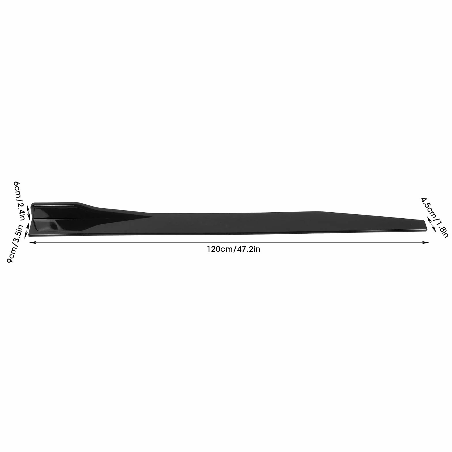 Difusor de Aletas de Labios Divisores de Falda Lateral de Coche, 120 Cm/47,2 Pulgadas, Negro Brillante, Universal, Paquete de 2,