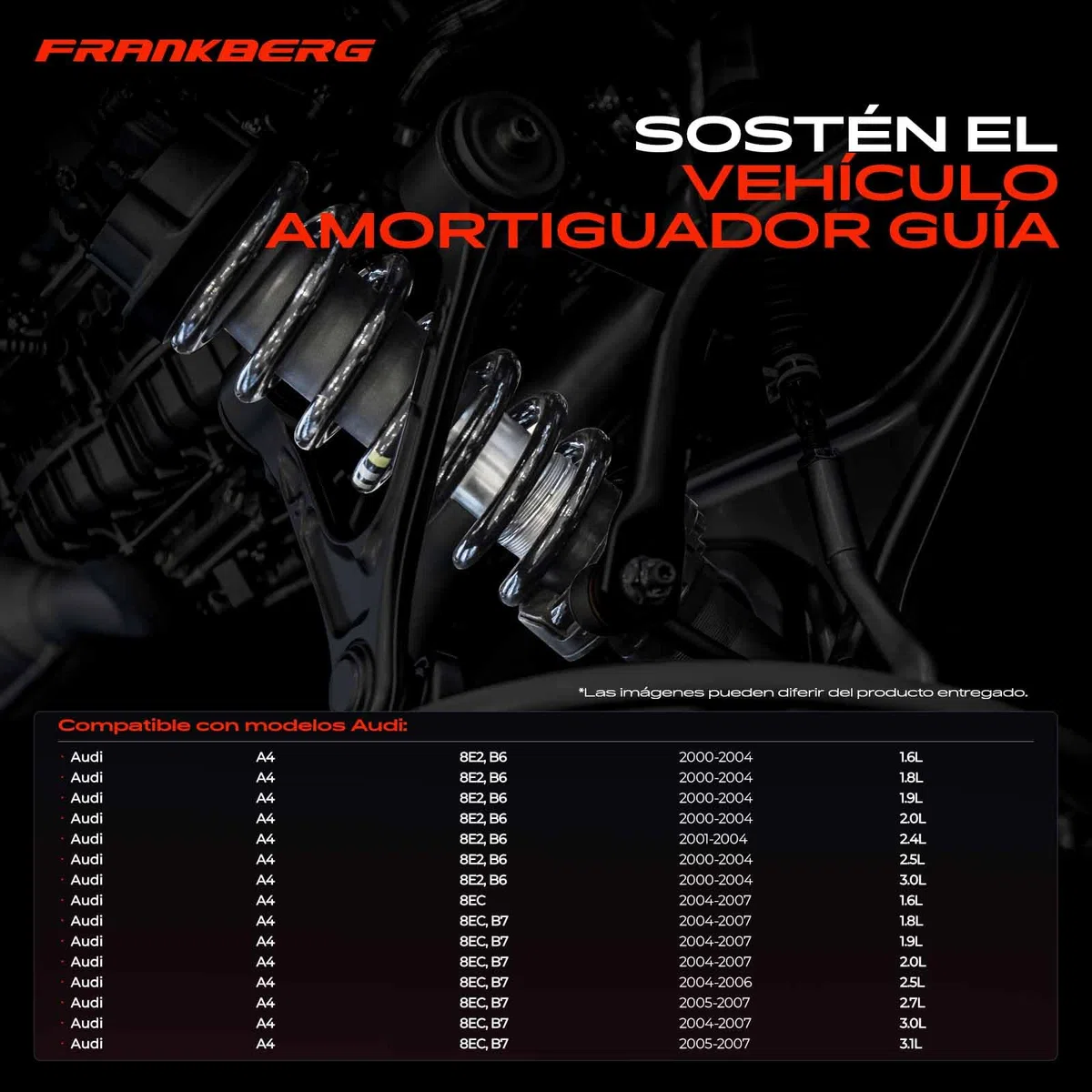 Frankberg 2x Muelles de chasis Muelles de suspensión Compatible con A4 8E2 A4 8EC Replace# RH6575