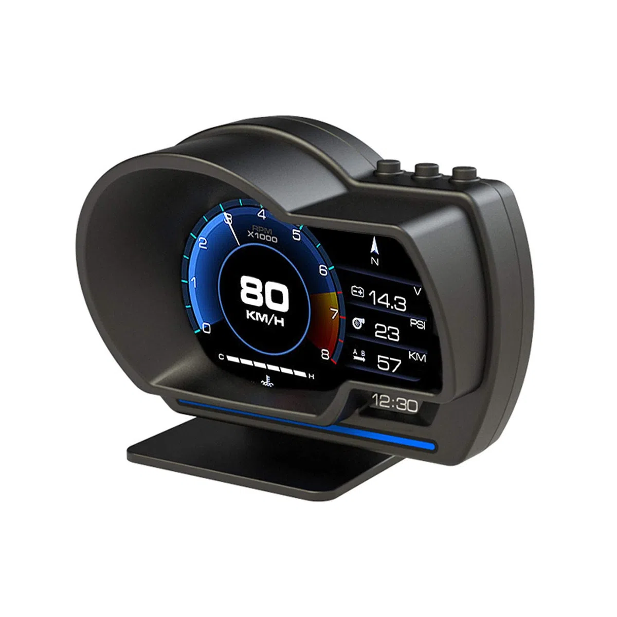 Pantalla de cabeza para coche, OBD2 y GPS modos duales, indicador inteligente HUD visualización HUD velocímetro RPM alarma Km/h MPH compatible con todos los coches y camiones