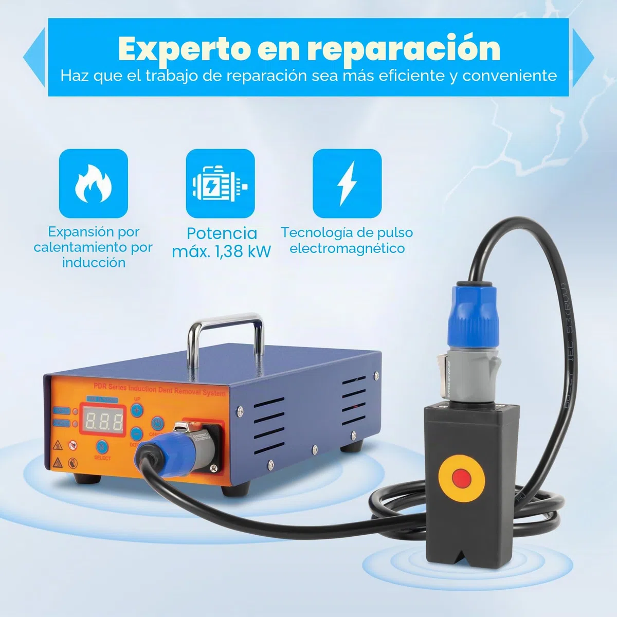 PDR - Calentador de inducción para coche, kit de herramientas de reparación de abolladuras sin pintura, 1380 W, kit de reparación de abolladuras, máquina de calefacción por inducción