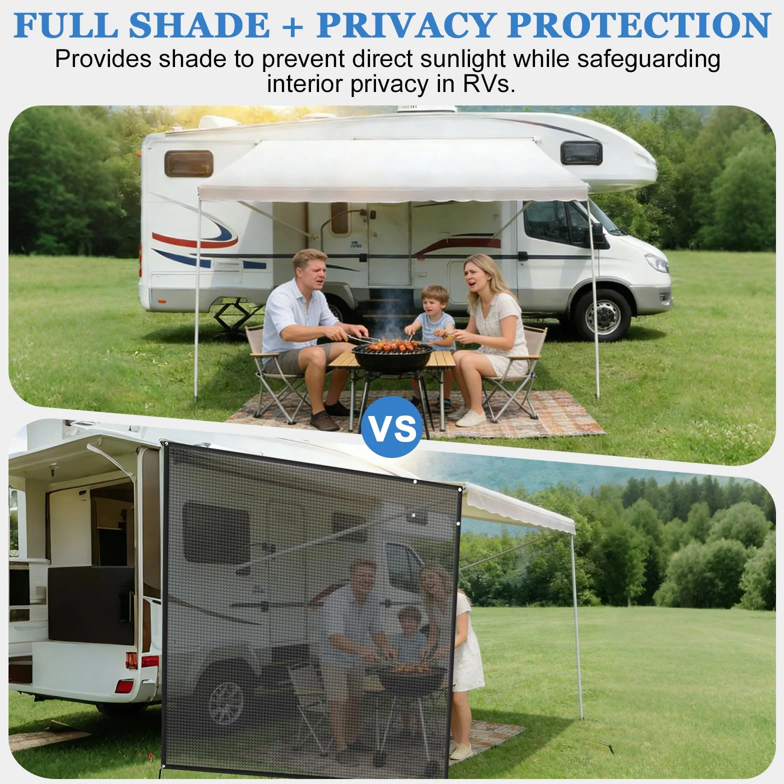 Avance Caravana Universal 2.1 x 2.5 m, Toldo Camper Furgoneta Lateral, Toldo Caravana Camping, Toldos Delantero, Protección UV, Protección de la Privacidad, Impermeable