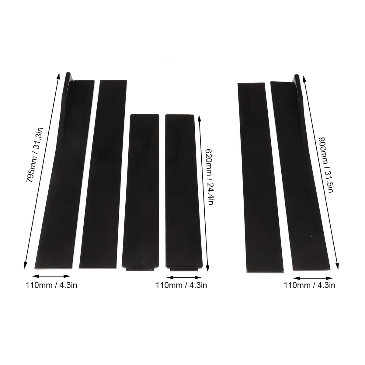 Faldón Lateral Faldones Laterales Divisor Exterior del Automóvil Faldones Laterales del Automóvil 2,2 M Negro Brillante Panel Basculante Exterior Lado Inferior Extensiones de