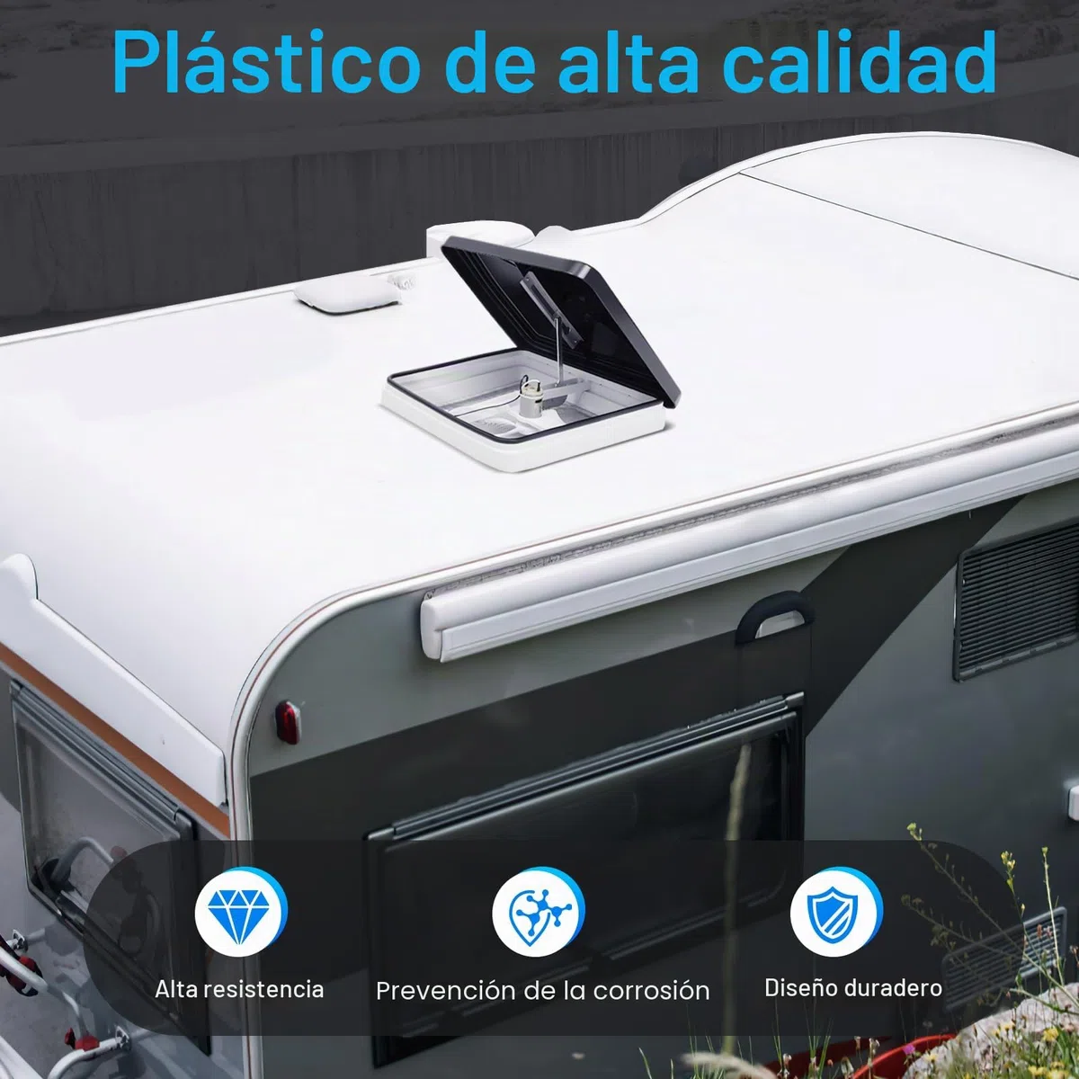 Ventana de caravana 42 x 42 cm, claraboya, claraboya, claraboya, tragaluz con pantallas, ventanas de techo Wnmobil, ventanas de autocaravanas
