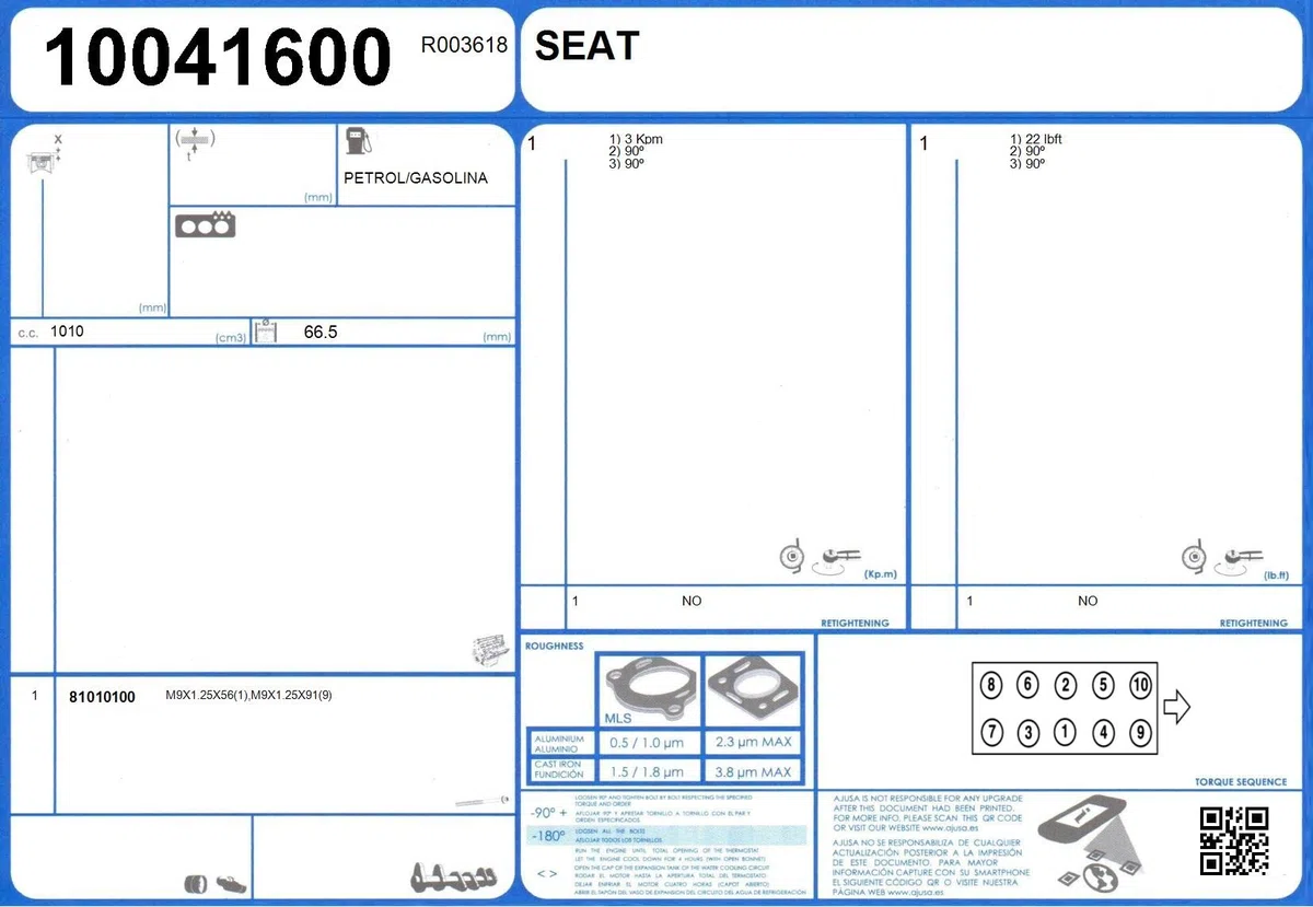 Ajusa 50008300 Juego completo de juntas, motor