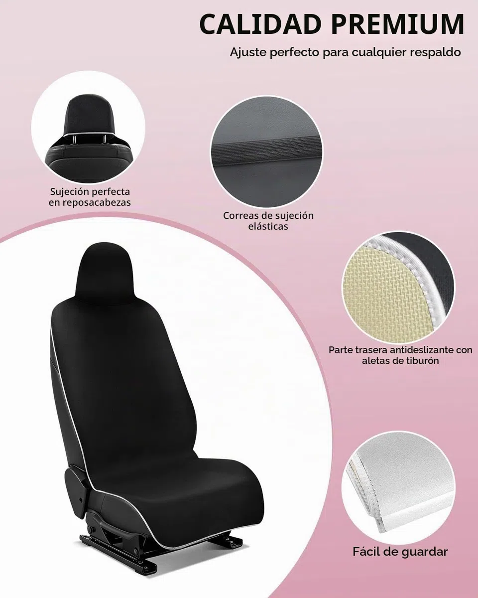 Funda de Asiento Impermeable de Neopreno para Tesla Model Y/3 Delanteros – Antideslizante, Ideal para Taller y después del Deporte, con Funda de cinturón y reposabrazos (Negro)