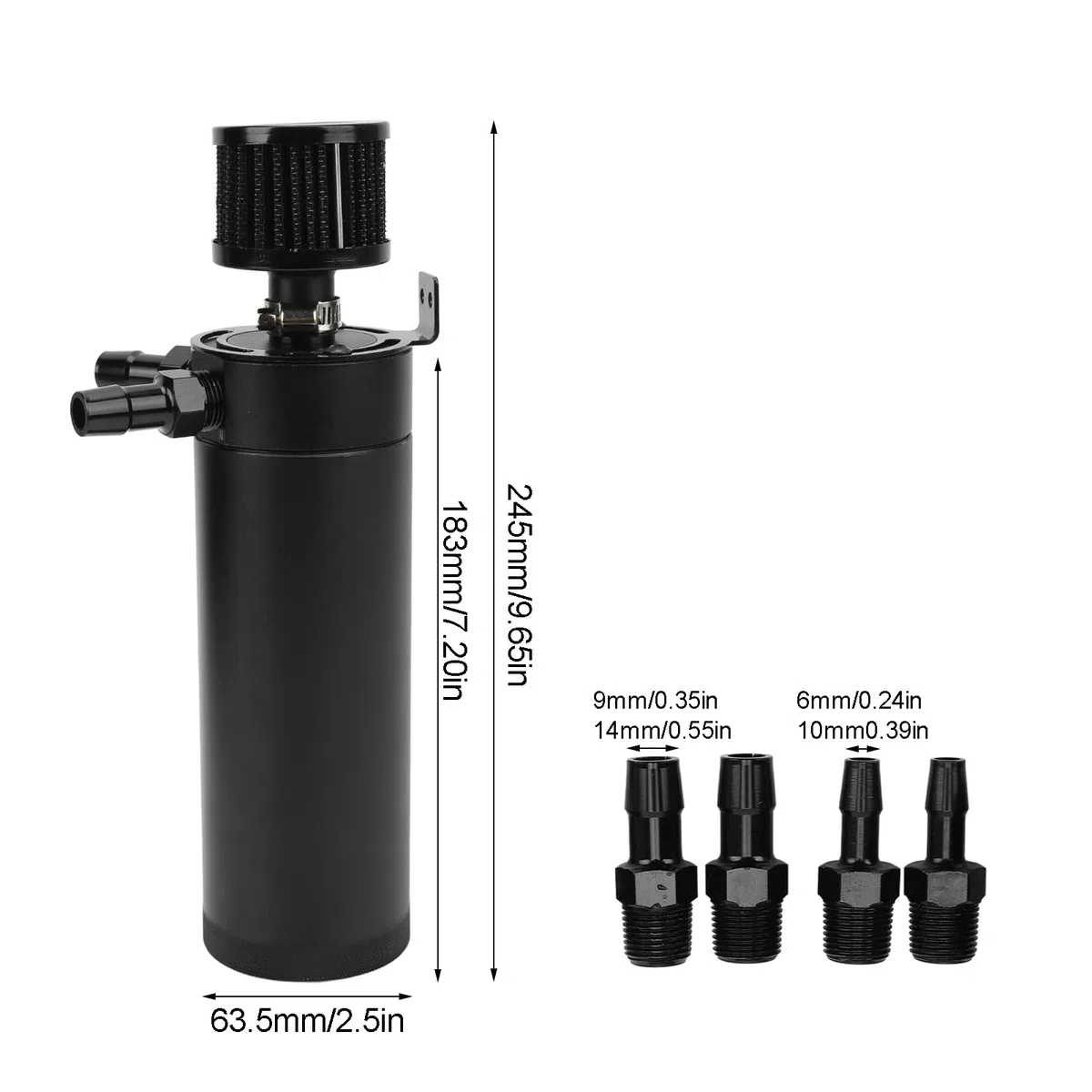 Lata De Captura De Aceite Universal De 2 Puertos, Separador De Aceite Del Tanque De Depósito De Aceite, Kit De Lata De Captura De Aceite Con Filtro De Ventilación Para Motor De Camión De Coche