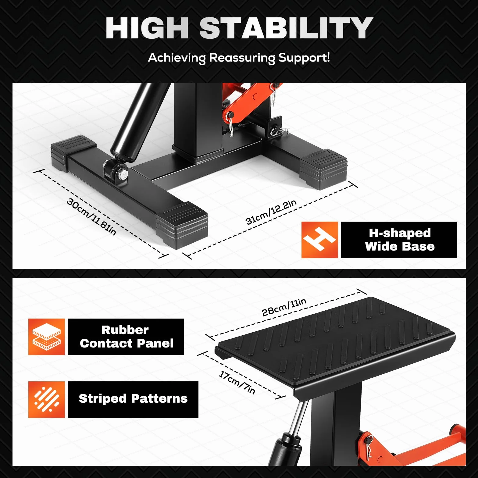 Soporte hidráulico para motocicleta de hasta 400 kg, altura ajustable de 25 a 40 cm, soporte de motor para el mantenimiento de motocicletas