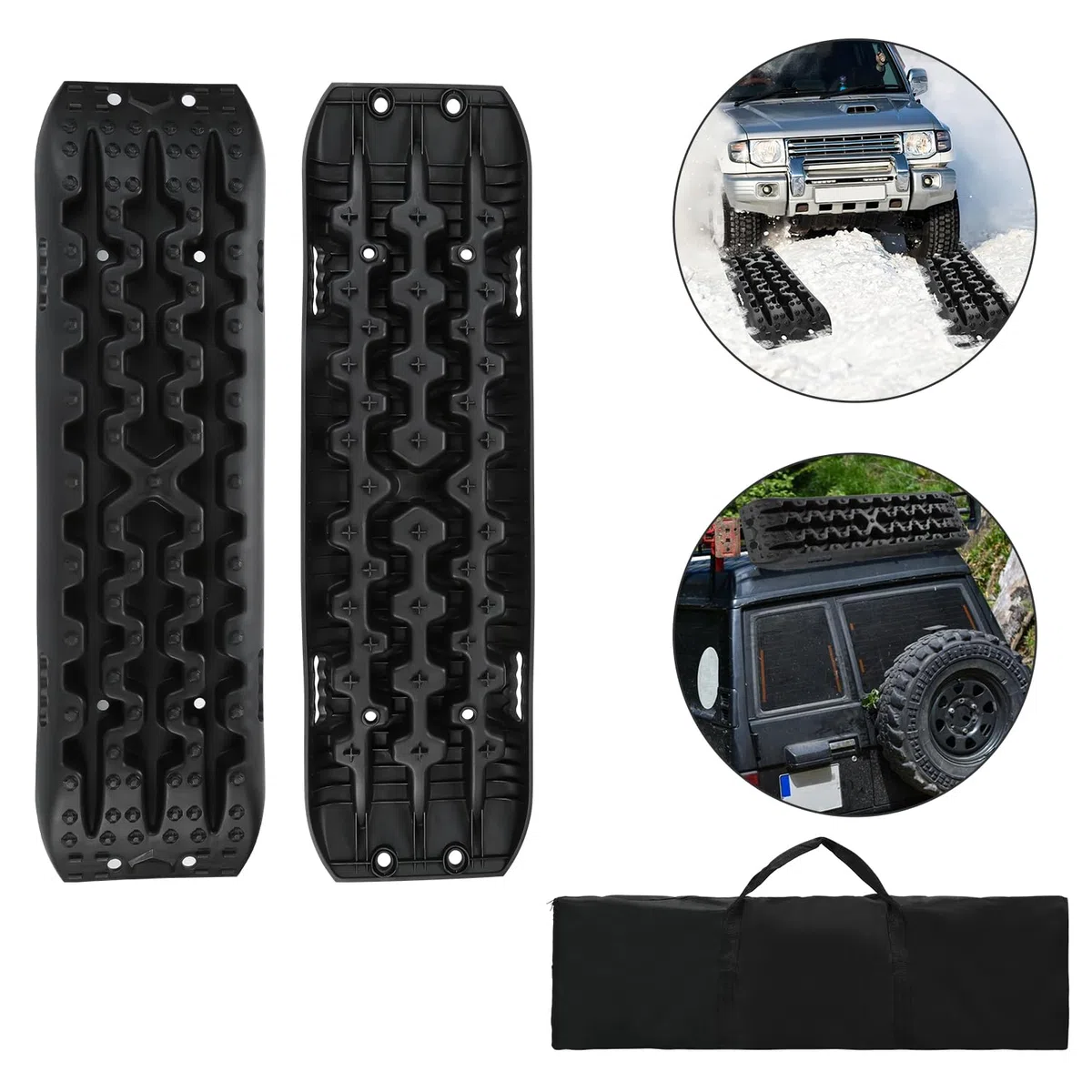 Juego de 2 placas de arena para vehículos recreativos, remolques, camiones, remolques, caravanas, todoterrenos, parte inferior antideslizante con bolsa de almacenamiento, carga de 10