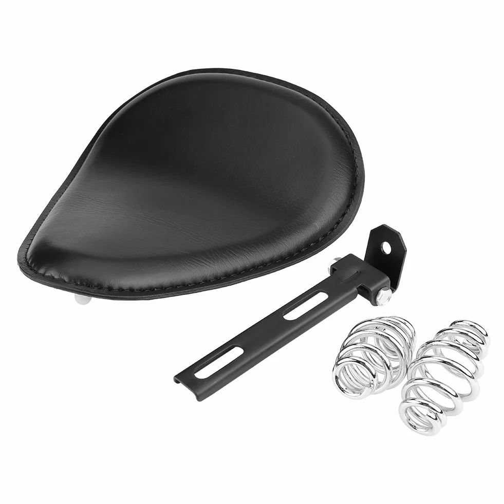 3"Asiento Individual de Cuero para Motocicleta con Soporte de Montaje en Resorte