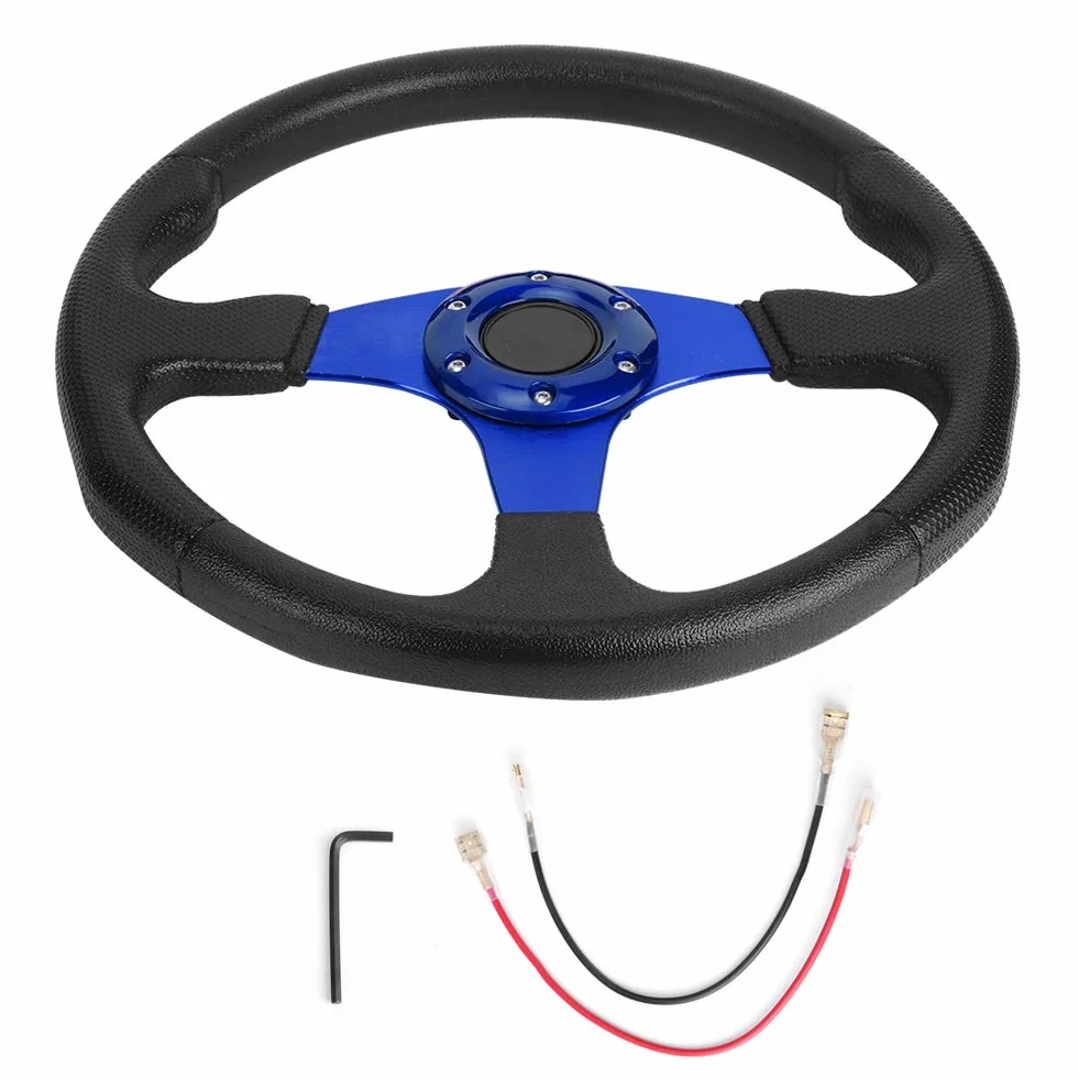 Tbest Volante, Volante, 350Mm Volante Plano350Mm14In Racing Car Sport Volante Deep Dish 6 Tornillos Universal Modificado Accesorionegro (Azul)