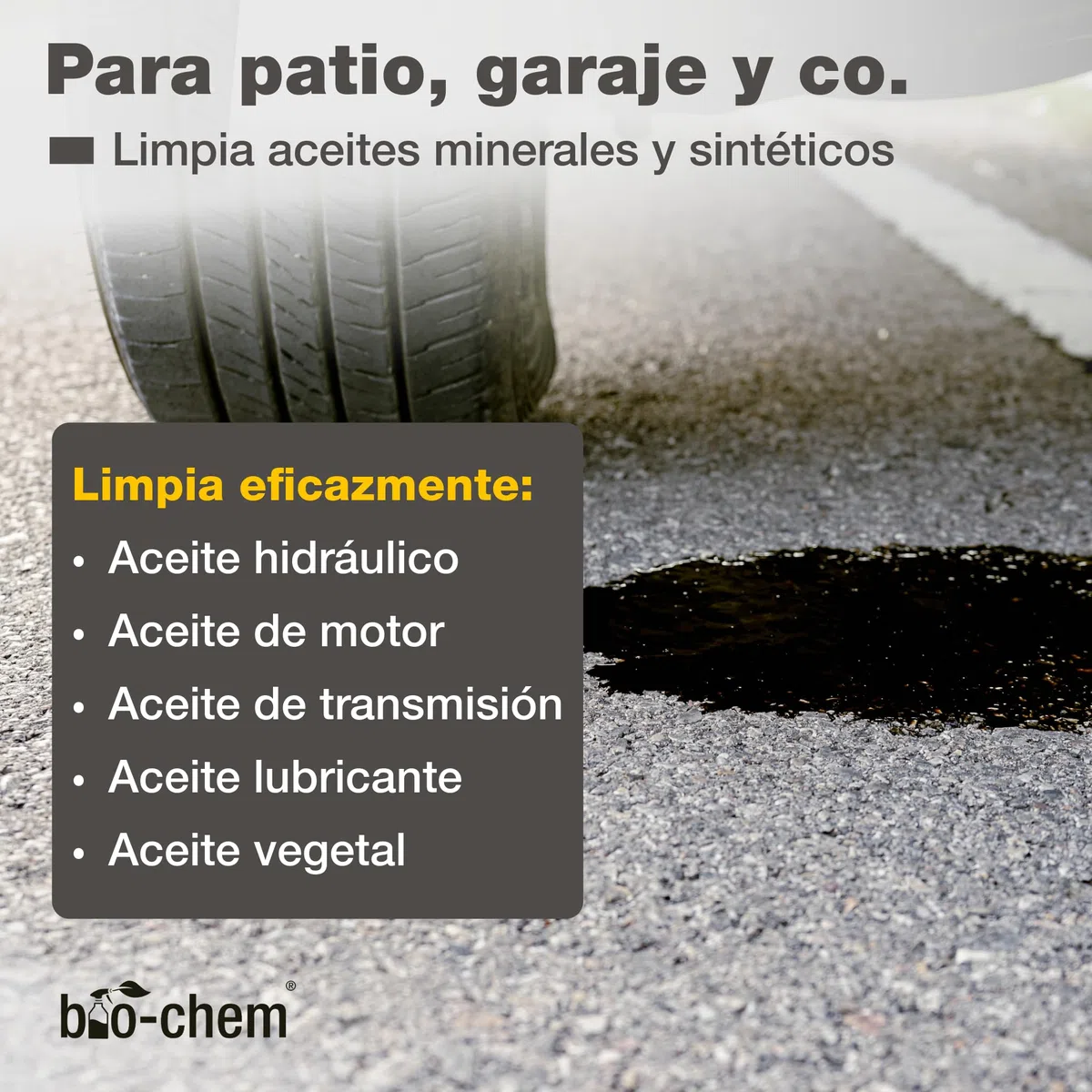 bio-chem Eliminador de Manchas de Aceite 3L, para piedra y hormigón | Quitamanchas Concentrado Biodegradable - Limpieza para adoquines, Asfalto - Limpiador Coche Garaje terrazo