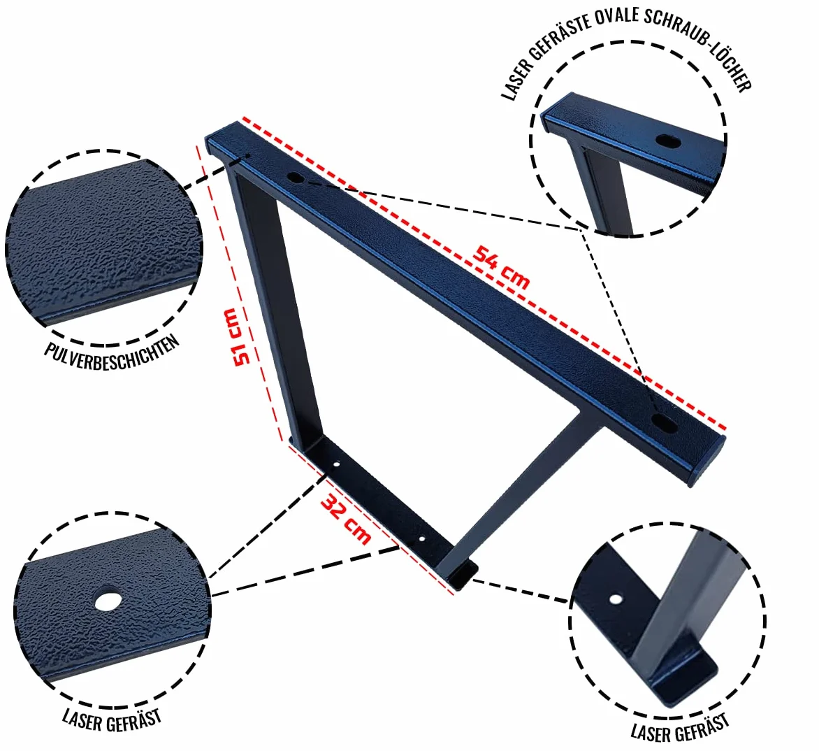 BREMER SITZBEZÜGE Consola multiflex con Recubrimiento de Polvo Compatible con VW Multivan T5 T6 T6.1 / T5 Accesorios/T6 Extensión de Cama/Altura 51 cm 2 Unidades en Negro