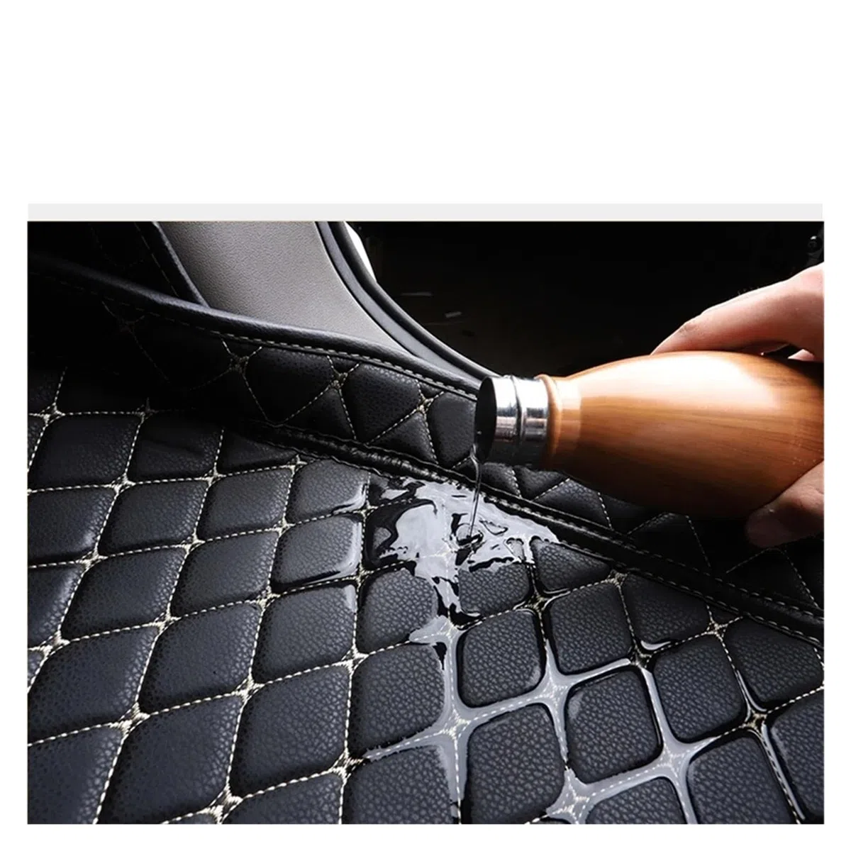 para OMODA 9 para PHEV para SHS C9 para 2025 Alfombrilla para Maletero Coche Revestimiento Protección Carga Cuero Accesorios Alfombrilla Maletero Coche(1P Black Beige)