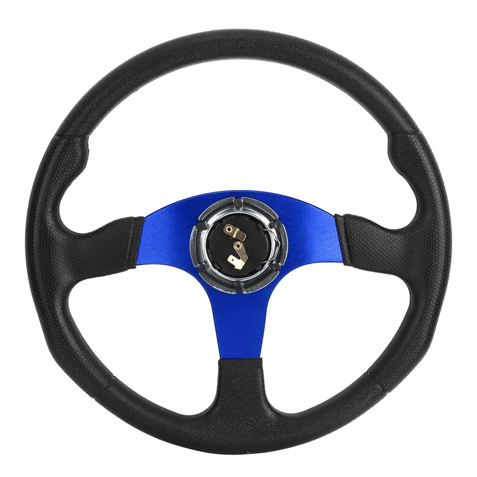 Tbest Volante, Volante, 350Mm Volante Plano350Mm14In Racing Car Sport Volante Deep Dish 6 Tornillos Universal Modificado Accesorionegro (Azul)