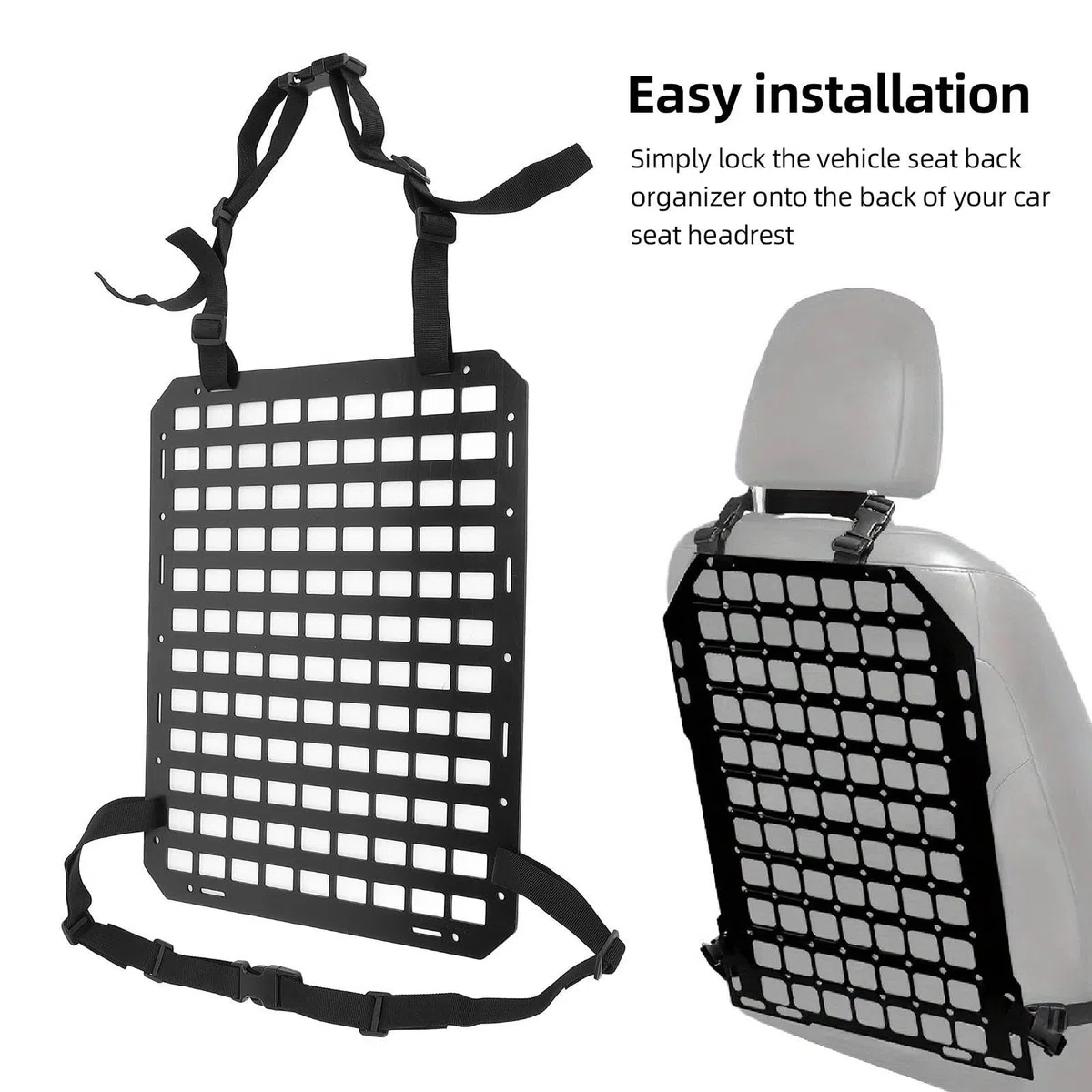 aqxreight Panel MOLLE Rígido Para Vehículo 43x33cm Organizador Trasero Del Asiento Universal Compatible Con Autos Camionetas Y Pickups Diseño Modular Espacioso Y Duradero