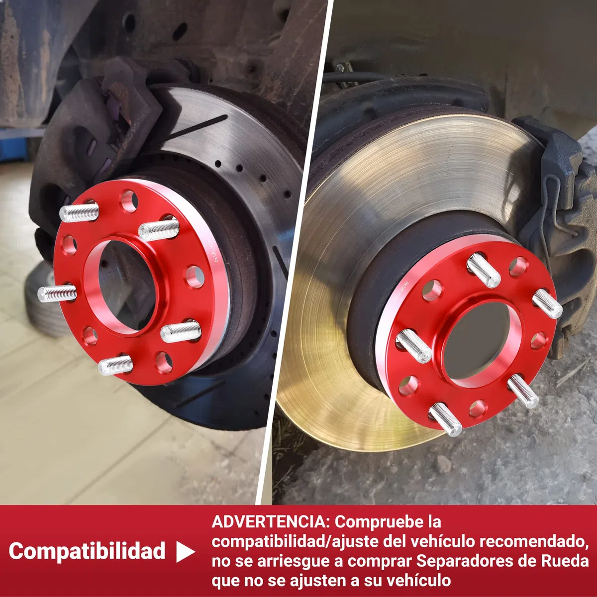 CarBole Separadores de Ruedas para Coche 5x120mm & 20mm con Perno: M12x1.5 | Central de Orificio : 72,56 mm Compatible con BMW, etc. (2 Piezas | Rojo | Número de Agujeros 10)