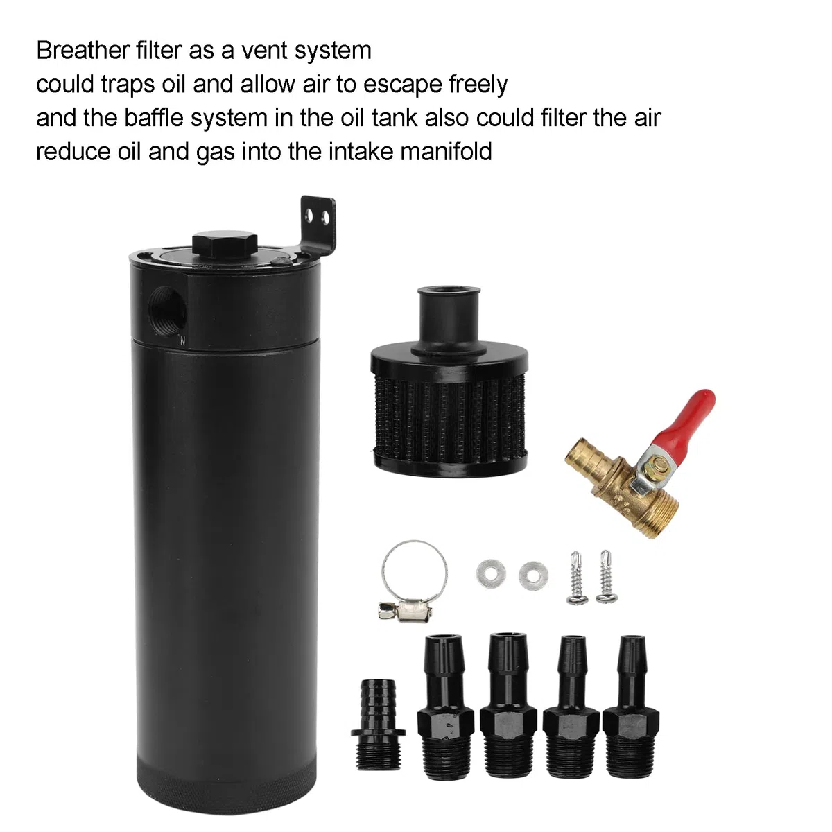 Lata De Captura De Aceite Universal De 2 Puertos, Separador De Aceite Del Tanque De Depósito De Aceite, Kit De Lata De Captura De Aceite Con Filtro De Ventilación Para Motor De Camión De Coche