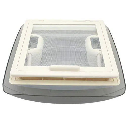 Pro-Styling MPK Vision Vent S - Vidrio transparente tintado - Techo de techo - 28 x 28 cm - Con persiana + red (negro, aerodinámico, plástico, montaje con tornillos, para coche, furgoneta, vehículo