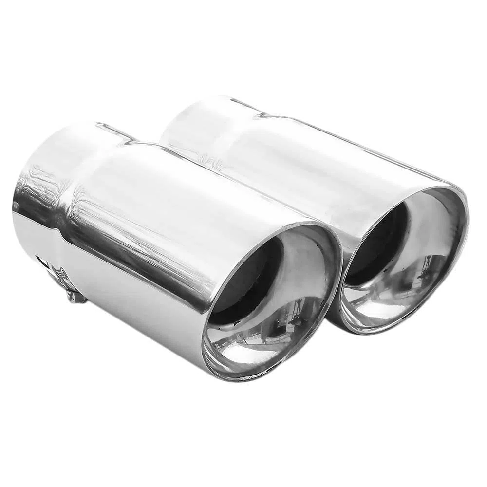 Autohobby 6017 - Doble embellecedor de tubo de escape universal para tubo de escape deportivo de acero inoxidable hasta 65 mm cromado A B C G H J CC 3 4 5 6 7