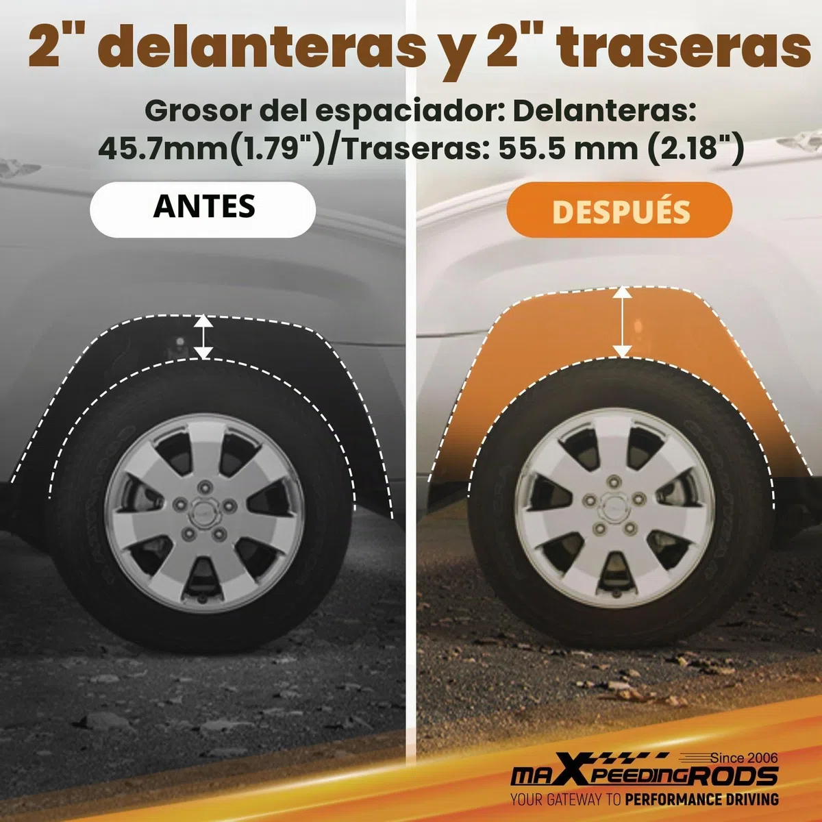 maXpeedingrods Juego de nivelación de 2 pulgadas para Jeep Grand-Cherokee WK para Commander 2006-2010 4 x 2/4 x 4, 2 pulgadas juego de nivelación frontal + 2 piezas traseras