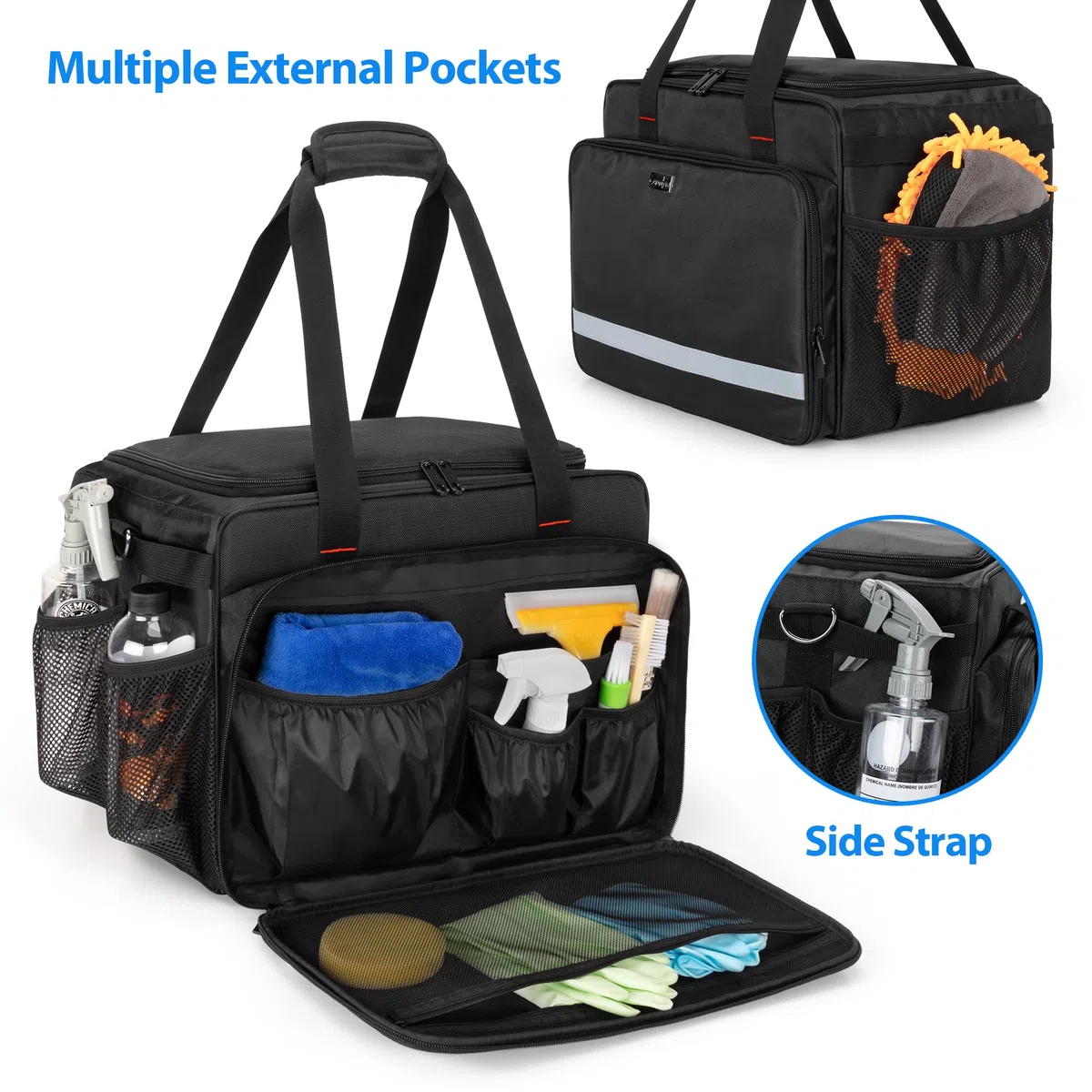 samdew Bolsa de Detalles Grande, Organizador de Detalles para Almacenamiento de Suministros de Detallado Automático, Caddy de Limpieza de Coches para Herramientas de Lavado de Vehículos, Solo Bolsa