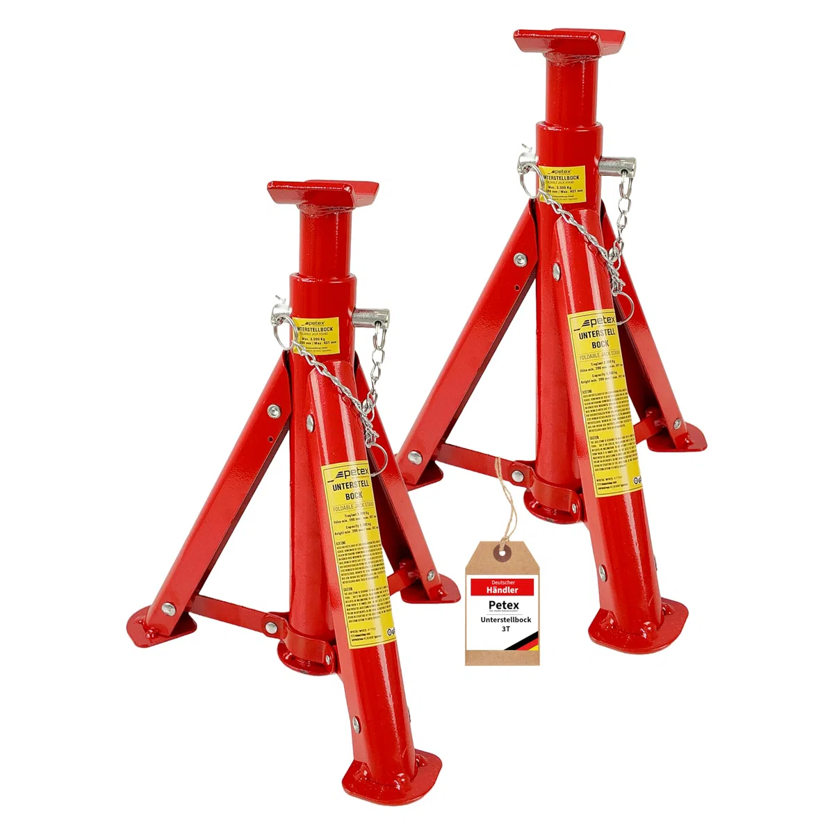 PETEX Juego de 2 caballetes Ajustables y Plegables, 3 t, Color Rojo