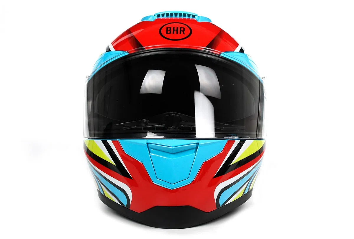 BHR Casco de moto integral con doble visera 814 Ride | Casco de moto Certificado ECE con doble visera anti-rayas | WIND ROSE BLUE | XL