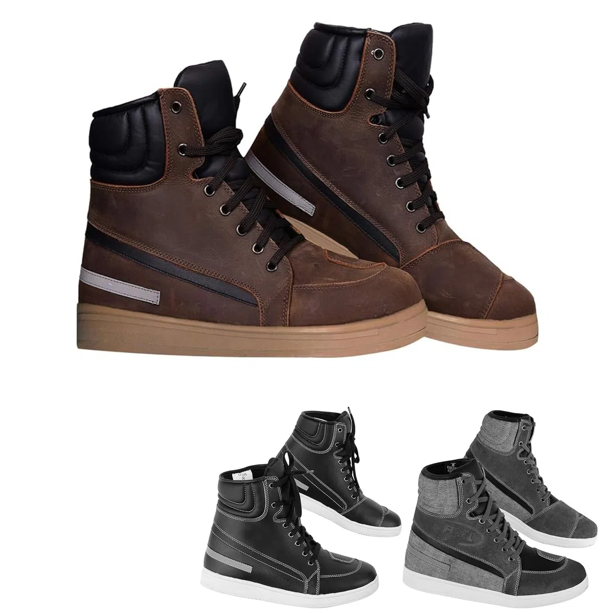 Botas de Moto de Cuero, Puntera y Talón Reforzados, Botas de Motocross Enduro para Botas de Turismo para Hombre Cordones, Suela Protectora de Espinilla de Goma Antideslizante, Aprobado CE