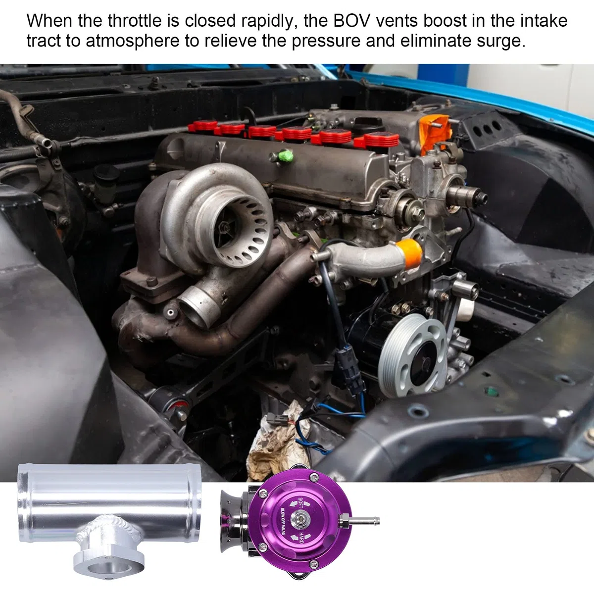 Válvula de descarga turbo de palanquilla de aluminio, tubo de brida de 2,5 pulgadas TipoRS Válvula de descarga universal Accesorio para automóvil SDDBOVGRSBL FPG250(Violeta)