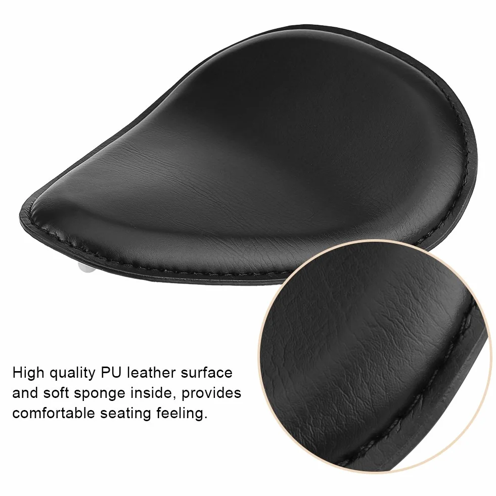 3"Asiento Individual de Cuero para Motocicleta con Soporte de Montaje en Resorte
